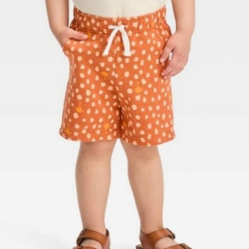 ❤️10/$10 New Kids Orange Polka Dot Palm Tree Sweat Shorts
